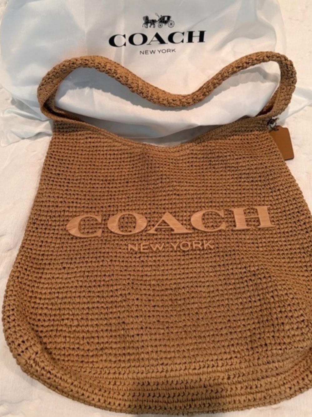 Coach Woven Shoulder Bag in Tan